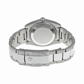 Rolex Oyster Perpetual Date Black Dial Fluted 18kt White Gold Bezel Men's Watch 115234BKSO