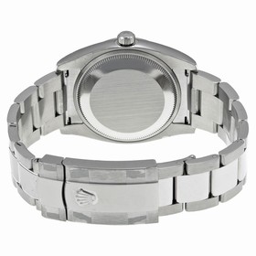 Rolex Oyster Perpetual Date Blue Dial Fluted 18kt White Gold Bezel Watch 115234BLSO