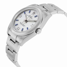 Rolex Airking Silver Arabic Blue Index Dial Domed Bezel Men's Watch 114200SABLSO