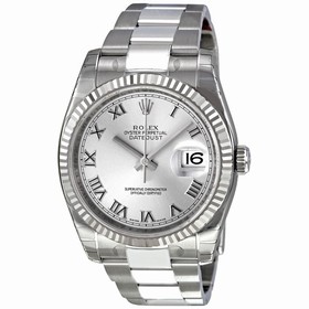 Rolex Perpetual Datejust Rhodium Dial Stainless Steel 18kt White Gold Men's Watch 116234RRO