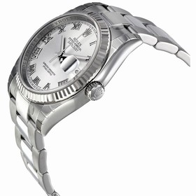 Rolex Perpetual Datejust Rhodium Dial Stainless Steel 18kt White Gold Men's Watch 116234RRO