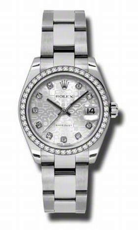 Rolex Silver Jubilee Diamond Dial 18kt White Gold Diamond Bezel Ladies Watch 178384SJDO