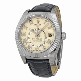 Rolex Sky Dweller Automatic Ivory Dial Black Leather Men's Watch 326139IVRL