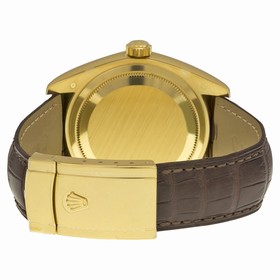 Rolex Sky Dweller Silver Dial 18kt Yellow Gold Brown Leather Men's Watch 326138