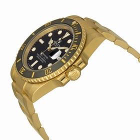 Rolex Submariner Black Index Dial Oyster Bracelet 18k Yellow Gold Men's Watch 116618BKSO