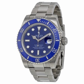 Rolex Submariner Blue Index Dial Oyster Bracelet 18kt White Gold Men's Watch 116619BLSO