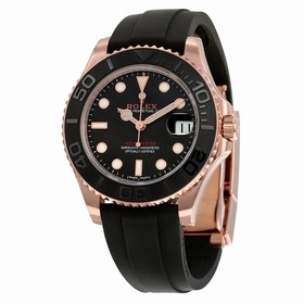 Rolex Yacht-Master Automatic Black Dial 18kt Everose Gold Black Rubber Strap Unisex Watch 268655BKSRS
