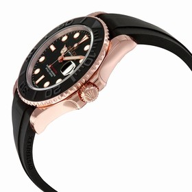 Rolex Yacht-Master Automatic Black Dial 18kt Everose Gold Black Rubber Strap Unisex Watch 268655BKSRS