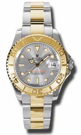 Rolex Yacht Master Grey Dial Automatic Yellow Gold Stainless Steel Oysterlock Men's Watch 168623