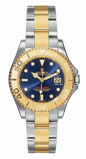 Rolex Yachtmaster Blue Index Dial Oyster Bracelet Two Tone Unisex Watch 168623BLSO