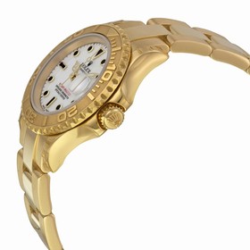 Rolex Yacht-Master White Automatic 18kt Yellow Gold Ladies Watch 169628WSO