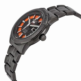 Seiko Automatic Black and Orange Dial Black PVD Men's Watch SRP345