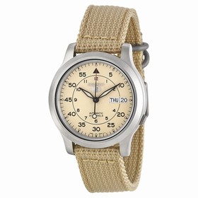 Seiko 5 Beige Dial Beige Canvas Men's Watch SNK803