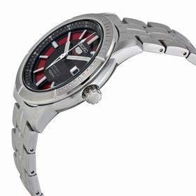 Seiko 5 Black And Red Dial Stainless Steel Men's Watch SRP339