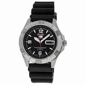 Seiko 5 Black Dial Stainless Steel Black Rubber Automatic Men's Watch SNZD23J1