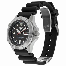Seiko 5 Black Dial Stainless Steel Black Rubber Automatic Men's Watch SNZD23J1