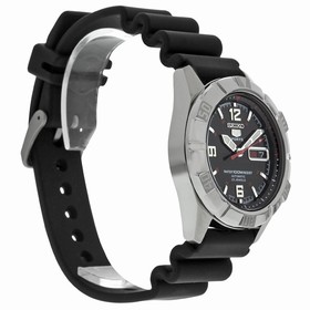 Seiko 5 Black Dial Stainless Steel Black Rubber Automatic Men's Watch SNZD23J1