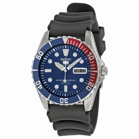 Seiko 5 Sports Automatic Blue Dial Red Bezel Black Strap Men's Watch SNZF15J2