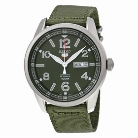 Seiko 5 Sports Automatic Green Dial Green Canvas Men's Watch SRP621
