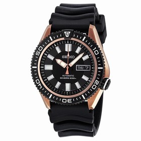 Seiko Automatic Black Dial Black Rubber Men's Watch SKZ330
