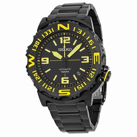 Seiko Automatic Compass Bezel Black Ion-plated Men's Watch SRP449