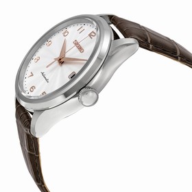 Seiko Automatic Silver Dial Brown Leather Men's Watch SRP705