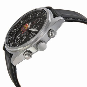Seiko Barcelona Football Club Chronograph Black Dial Black Leather Men's Watch SNN269