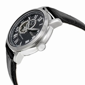 Seiko Black Dial Black Crocodile Leather Quartz Men's Watch SSA233