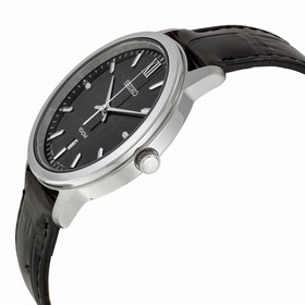Seiko Black Dial Black Leather Men's Watch SUR045