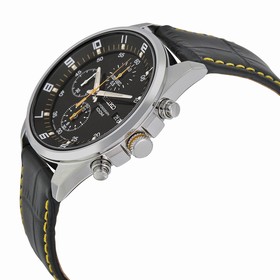 Seiko Black Dial Black Leather Strap Chronograph Men's Watch SNDC89P2