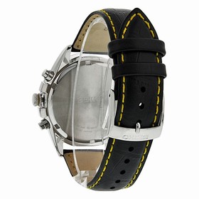 Seiko Black Dial Black Leather Strap Chronograph Men's Watch SNDC89P2