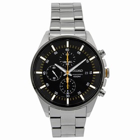 Seiko Black Dial Chronograph Stainless Steel Men's Watch SNDC85