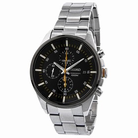 Seiko Black Dial Chronograph Stainless Steel Men's Watch SNDC85
