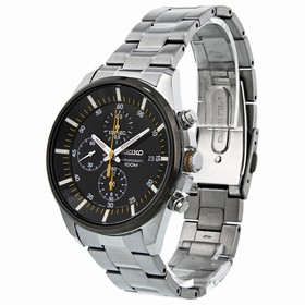 Seiko Black Dial Chronograph Stainless Steel Men's Watch SNDC85