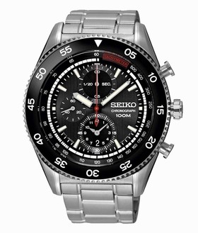 Seiko Black Dial Chronograph Stainless Steel Men's Watch SNDG57