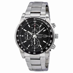 Seiko Black Dial Chronograph Tachymeter Stainless Steel Men's Watch SNDC99
