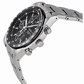 Seiko Black Dial Chronograph Tachymeter Stainless Steel Men's Watch SNDC99