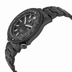 Seiko Black Dial GMT Tachymeter Black PVD Stainless Steel Mens Watch SSA007