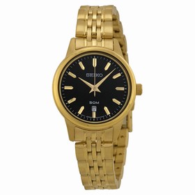 Seiko Black Dial Gold-tone Ladies Watch SUR886