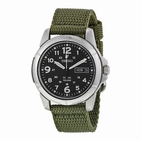 Seiko Black Dial Green Nylon Solar Quartz Men's Watch SNE095P2