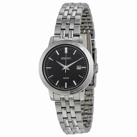 Seiko Black Dial Stainless Steel Ladies Watch SUR827