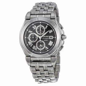 Seiko Black Dial Stainless Steel Men's Watch SNA525