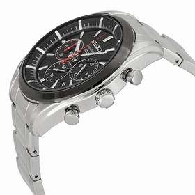 Seiko Black Dial Stainless Steel Men's Watch SSB089