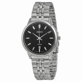 Seiko Black Dial Stainless Steel Men's Watch SUR031