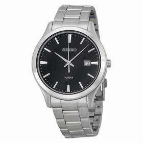 Seiko Black Dial Stainless Steel Men's Watch SUR051