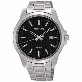 Seiko Black Dial Stainless Steel Quartz Men's Watch SUR155