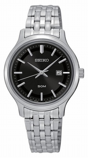 Seiko Black Dial Stainless Steel Quartz Men's Watch SUR795