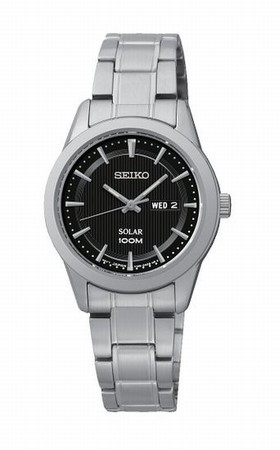 Seiko Black Dial Stainless Steel Quatrz Ladies Watch SUT161P1S