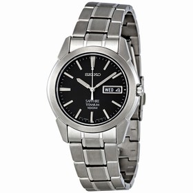 Seiko Black Dial Titanium Men's Watch SGG731