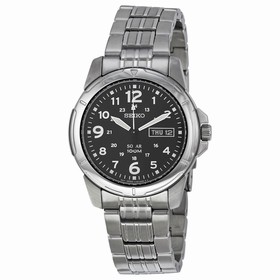 Seiko Black Solar Power Dial GMT Men's Watch SNE095
